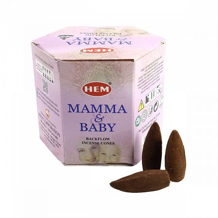 MAMMA & BABY Backflow Incense Cones, Hem (МАМА И МАЛЫШ благовония пуля стелющийся дым, Хем), уп. 40 конусов. #1