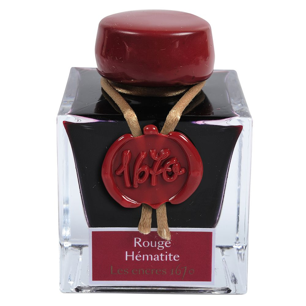 Чернила в банке Herbin Prestige 1670, 50 мл, Rouge Hematite Красный с золотыми блестками  #1