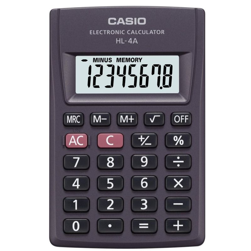 Калькулятор CASIO, карманый, HL-4А, 8 разрядный, серый #1