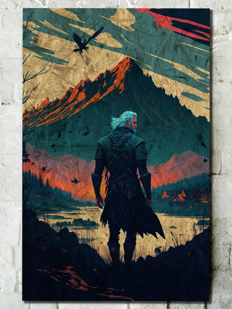 Картина интерьерная на рельефной доске ОСП Ведьмак (Witcher, Геральт из ...