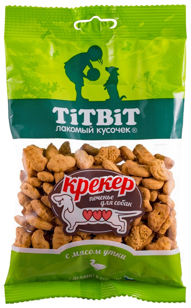 Лакомство для собак маленьких и миниатюрных пород TiTBiT Крекер с мясом утки 100г  #1
