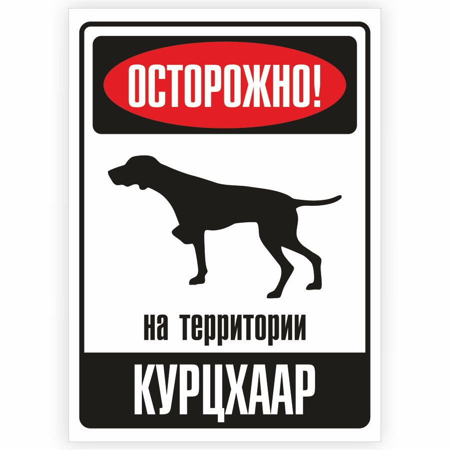 Табличка, металлическая, DANGER DOG, Осторожно! На территории Курцхаар, 18x25 см  #1