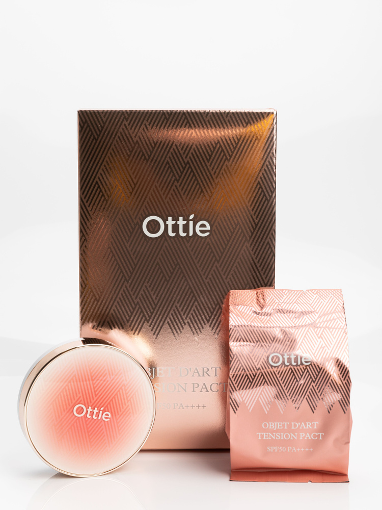 Увлажняющий тональный крем-кушон Ottie Objet D'art Tension Pact SPF50+ PA++++ с запасным блоком (21 тон) #1