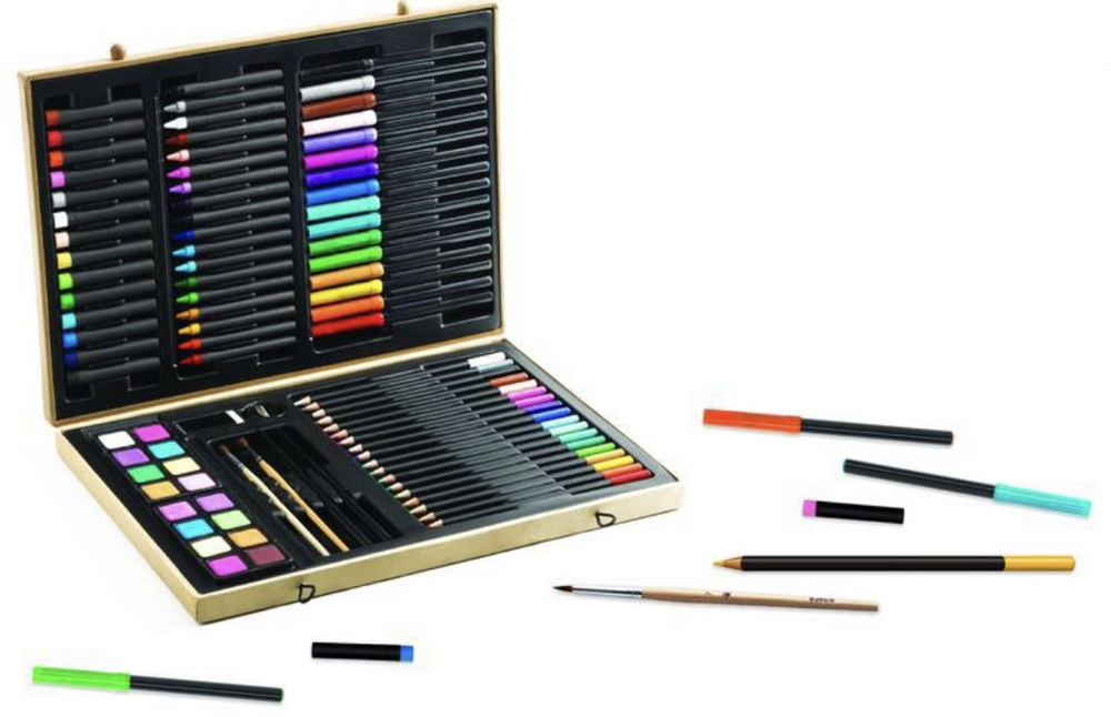 Большой художественный набор Djeco: карандаши, фломастеры, краски  #1