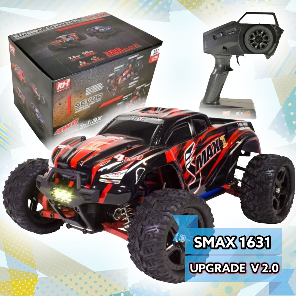 Машинка на радиоуправлении 1/16 монстр-трак Remo Hobby SMAX UPGRADE V2.0/ 4WD 2.4G RTR / RH1631UPG Красный #1