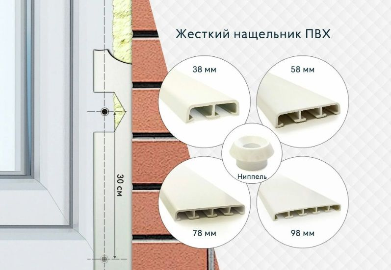 Нащельник жесткий ПВХ на клипсах 78х1500мм, (в комплекте 3шт + клипсы (нипеля) + саморезы)  #1