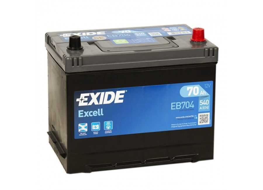 Аккумулятор автомобильный Exide Excell EB704 (70 A/h), 540A R+ JIS #1