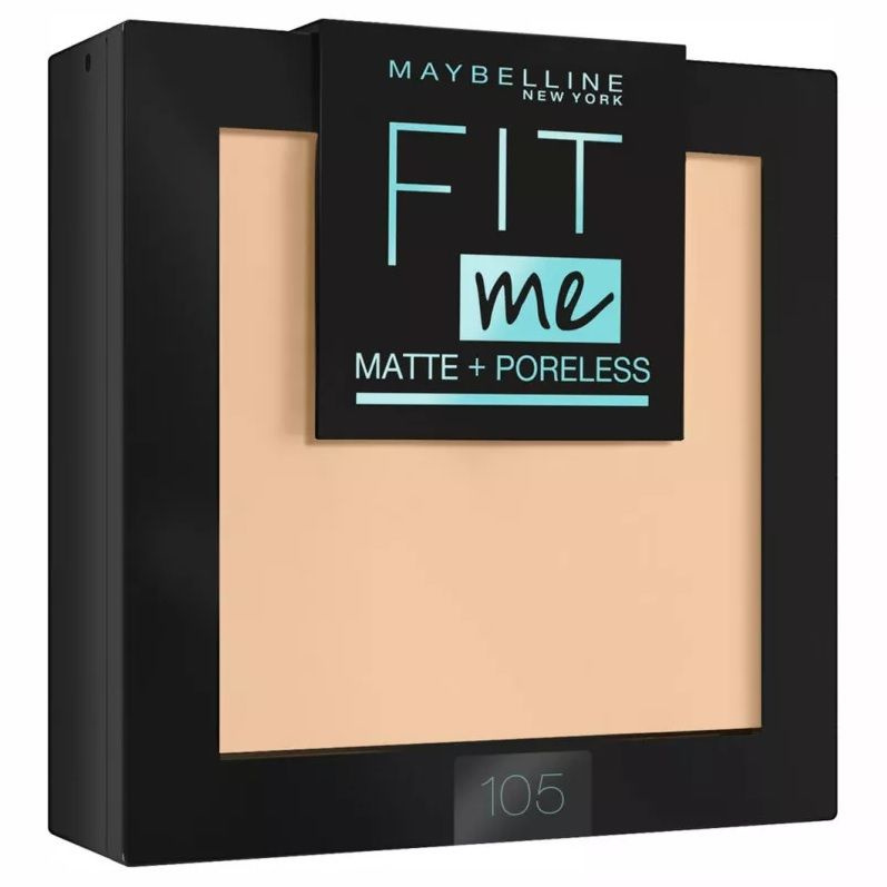 Maybelline New York Пудра для лица Fit Me, 105 Натурально-бежевый, матовая кожа + невидимые поры, водостойкая, #1