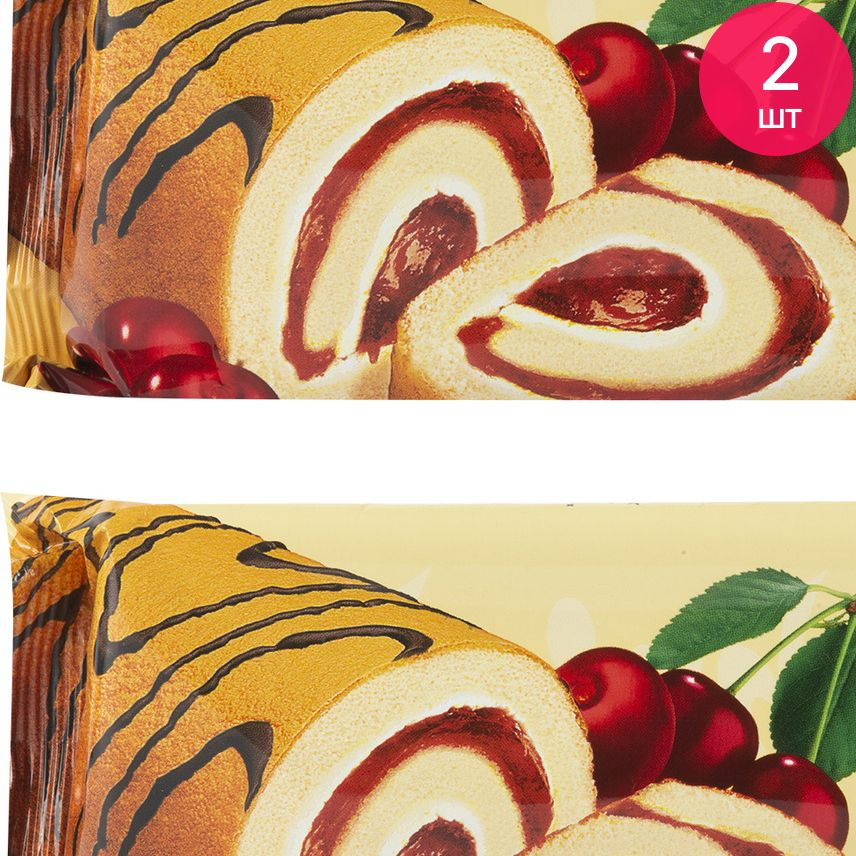 Рулет бисквитный Kovis Swiss Roll Вишня 175г / сладости / кондитерские изделия (комплект из 2 шт)  #1