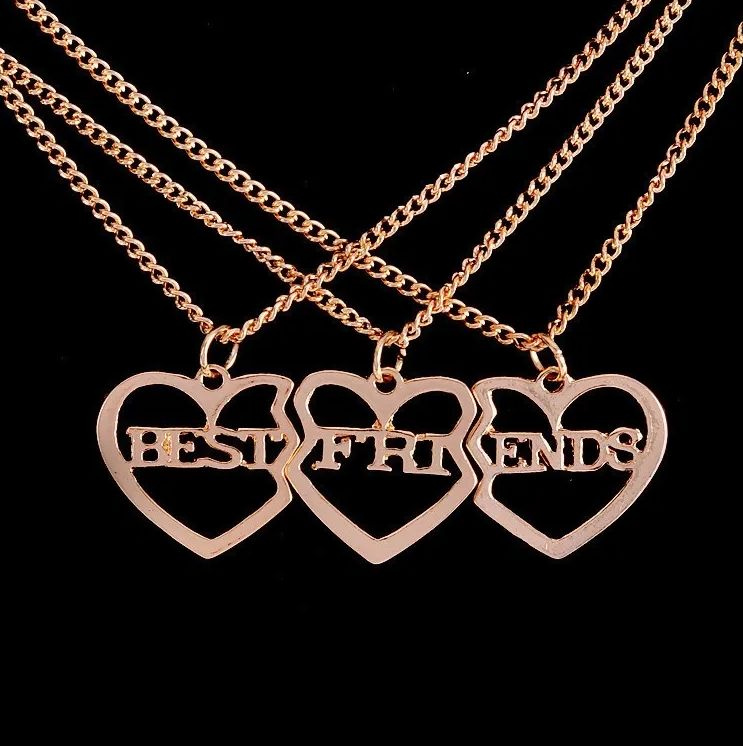 Парные подвески для трёх друзей Best Friends (цвет - золото) #1