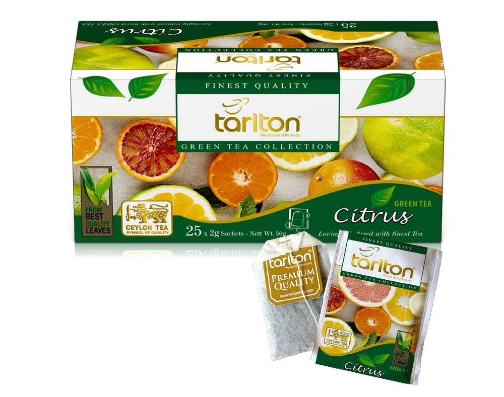 Чай зеленый цейлонский Tarlton Citrus со вкусом цитрусовых, 25 пак, Шри-Ланка  #1