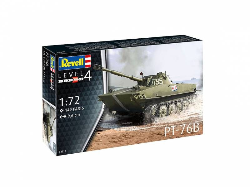 Склеиваемая пластиковая модель Revell Советский лёгкий плавающий танк ПТ-76B. Масштаб 1:72  #1