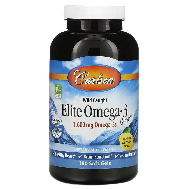 Carlson Labs, Elite Omega-3, Омега-3, 1600 мг, 180 капсул #1