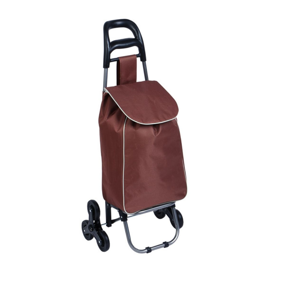 Тележка + сумка коричневая, с колесами для подъёма по лестницам, до 30кг, VETTA, брезент, сумка 53х31х18,5см, #1