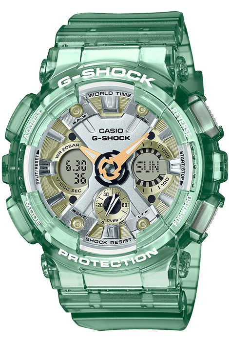 Противоударные женские наручные часы Casio G-Shock GMA-S120GS-3A с подсветкой, будильником и секундомером #1