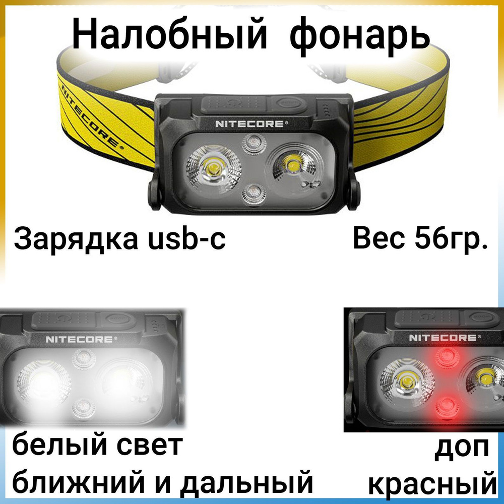 Налобный фонарь NITECORE NU25 v2 2023 аккумуляторный с доп красным светом  #1