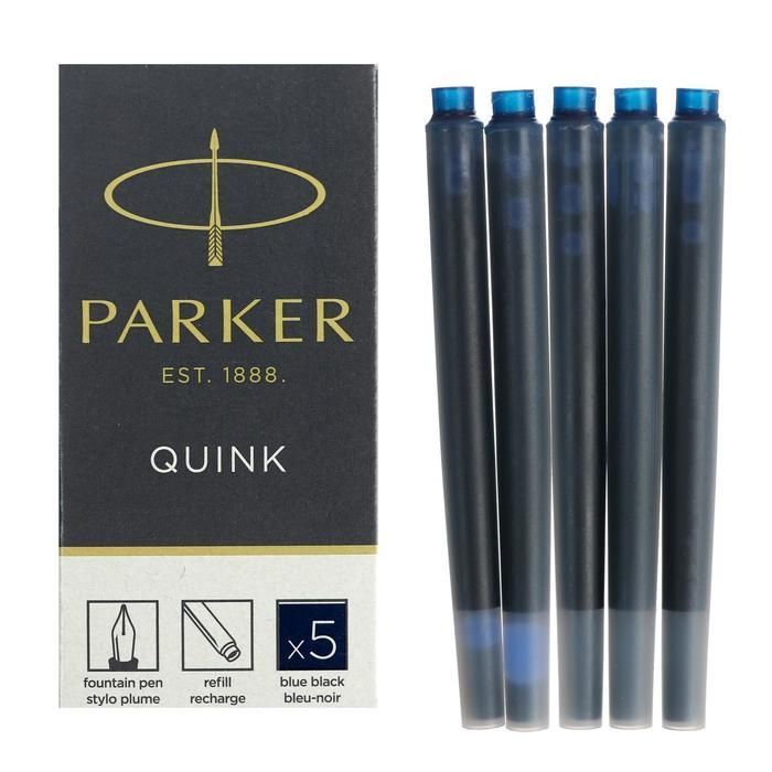 Набор картриджей для перьевой ручки Parker Cartridge Quink Z11, 5 штук, тёмно-синие чернила в упаковке #1