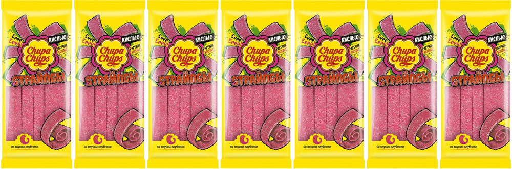 Мармелад Chupa Chups страйпсы со вкусом клубники, комплект: 7 упаковок по 120 г  #1