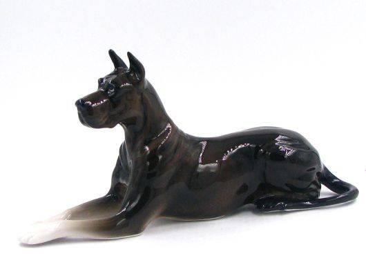 Фарфоровая статуэтка собаки Дог окрас серый #1