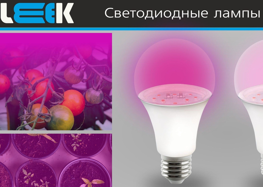 Фито лампа LEEK LE FITO LED A60 15W E27 красно-синий спектр 6 шт #1