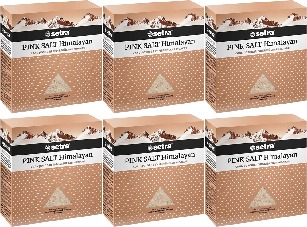 Соль гималайская розовая Setra пищевая мелкая, комплект: 6 упаковок по 500 г  #1