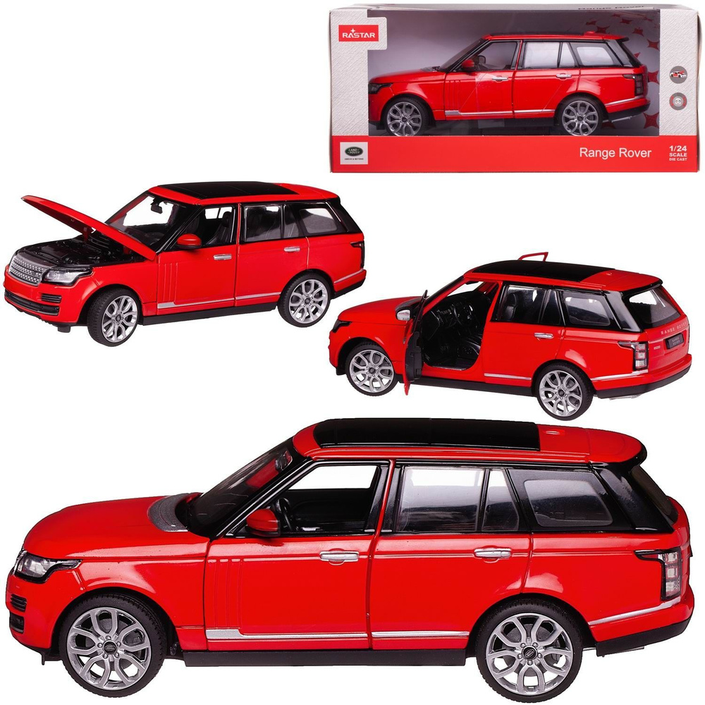 Машина металлическая 1:24 Range Rover, цвет красный , двери и капот открываются  #1