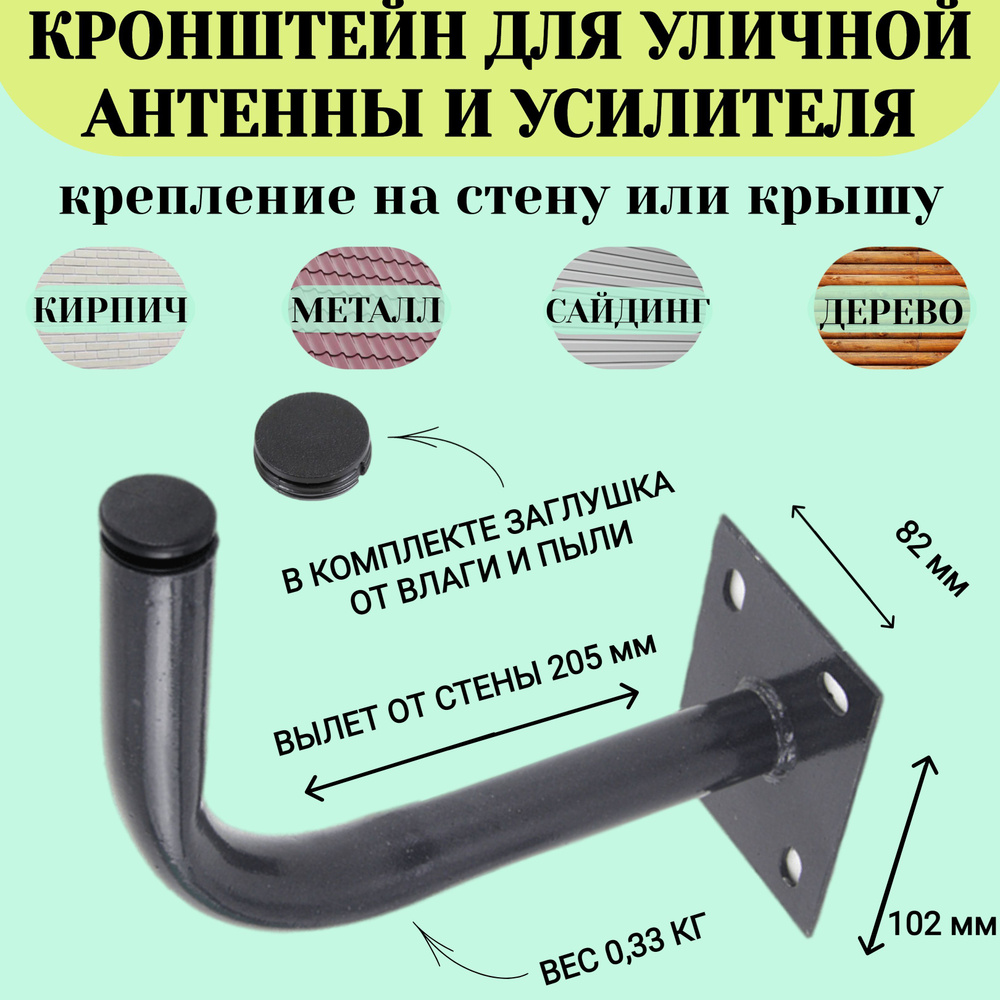 Крепление для антенны. Кронштейн стеновой для уличной антенны или усилителя СКС (200*300) 3G/4G широкая #1