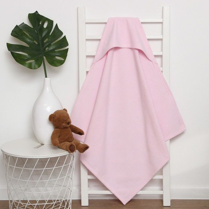 Полотенце-уголок махровый "Крошка Я" 85х85 см, цвет нежно-розовый, 100% хлопок, 320 г/м2  #1