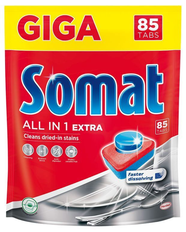 Таблетки для посудомоечной машины Somat 85 tabs All in One Extra, 85 шт  #1