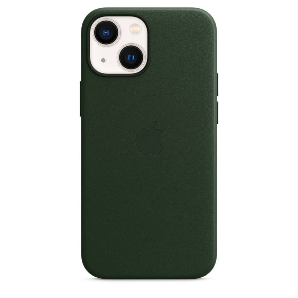Панель-накладка Apple Leather Case with MagSafe Green для 13 MINI (с логотипом)  #1