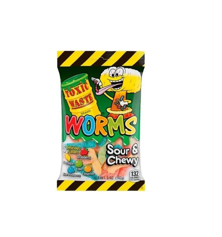 Кислый жевательный мармелад Токсик (Toxic Waste Worms Sour&Chewy) 142 гр  #1