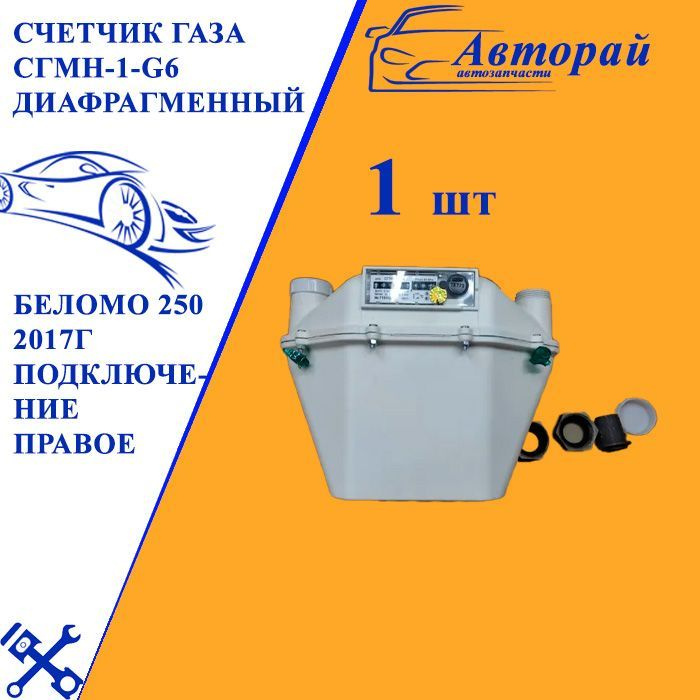 Счетчик газа СГМН-1-G6 диафрагменный БелОМО 250 2017г Подключение правое  #1