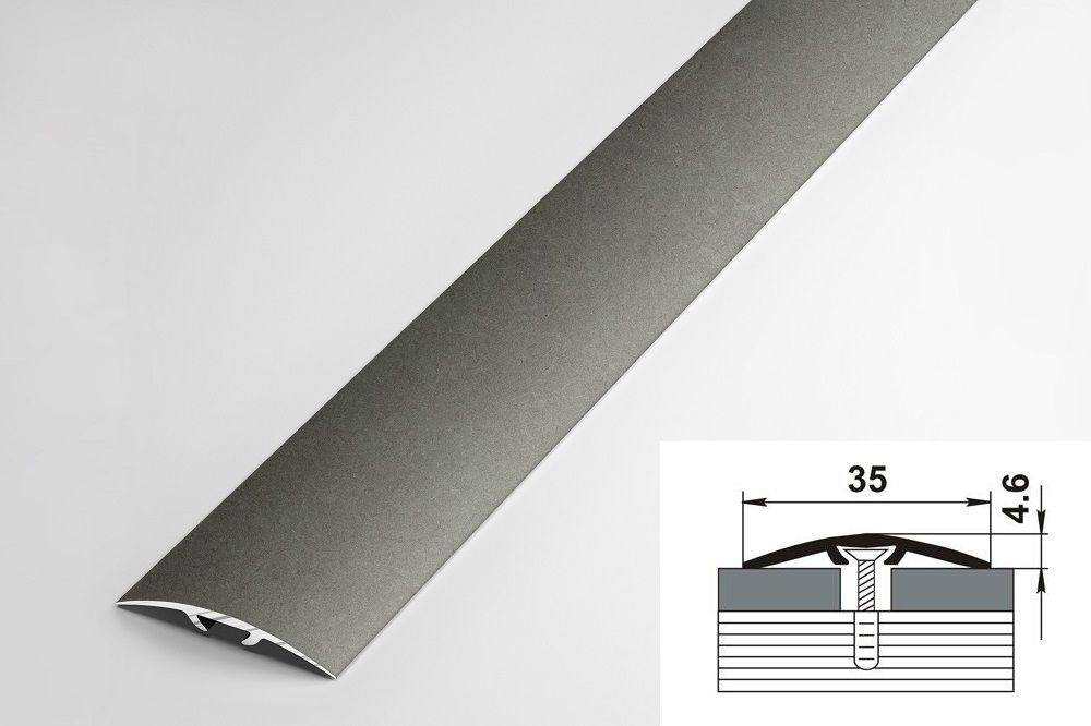 Порог со скрытым креплением напольный стыкоперекрывающий одноуровневый 35x5 мм, длина 0,9 м, профиль-порожек #1