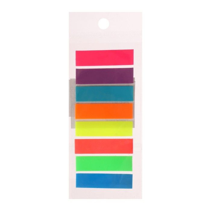 Блок-закладки с липким краем пластик 10л 8 цветов флуор, 11мм 45мм  #1