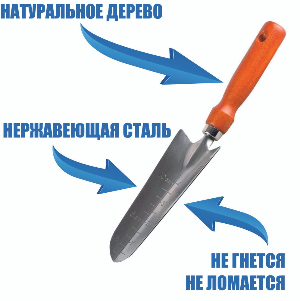 Зеленый Арсенал Совок садовый,Нержавеющая сталь, рукоять Дерево, 14.5 см  #1