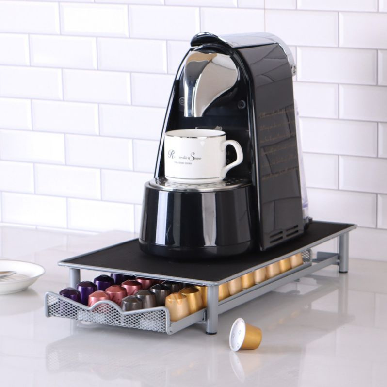 Подставка для кофемашины металлическая MyPads с выдвижным отделением для хранения кофейных капсул Dolce #1