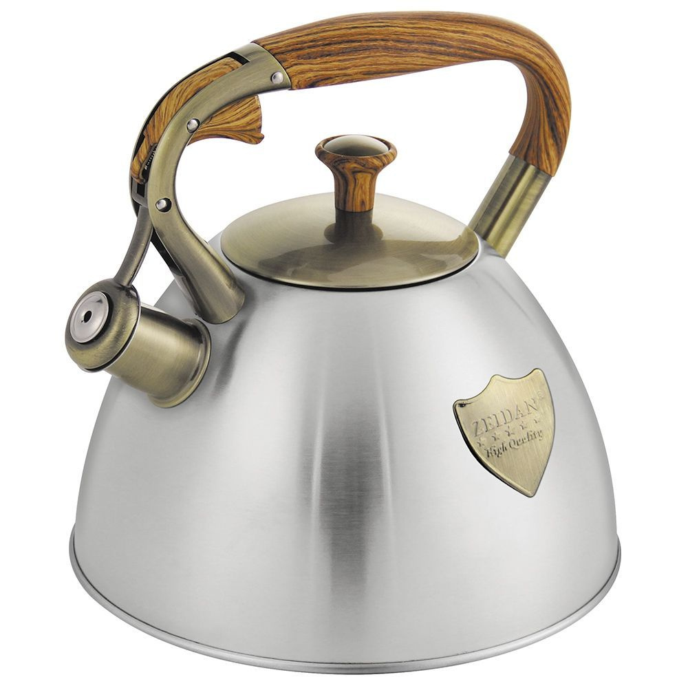 Чайник со свистком нержавеющая сталь 3 л Zeidan с толстым дном для газовой и индукционной плиты, серебристый #1