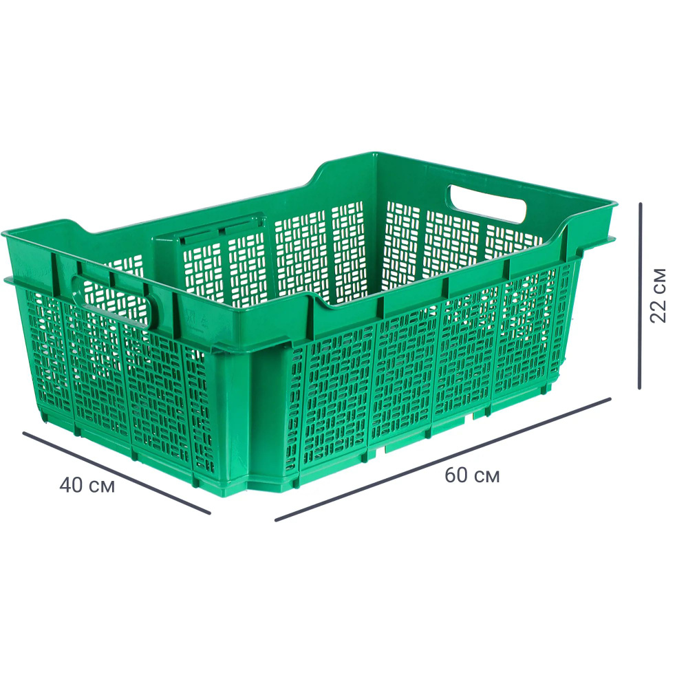 Ящик полимерный многооборотный 60x40x22см пластик без крышки цвет зеленый  #1