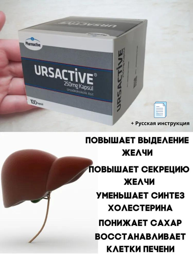 Урсактив URSACTIVE PHARMACTIVE 250МГ 100шт капсул/ Турция - купить с ...