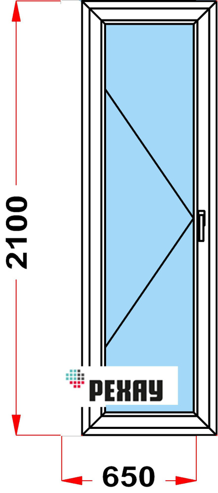 Балконная дверь, профиль РЕХАУ GRAZIO (2100 x 650), с поворотной створкой, стеклопакет из 3х стекол, #1