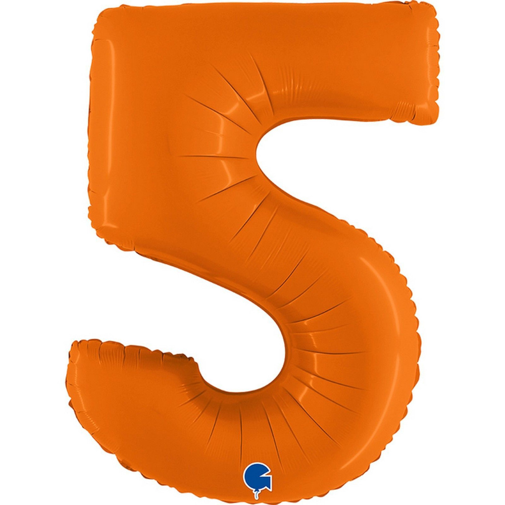 Шар фольгированный 40" цифра "5", оранжевый сатин #1