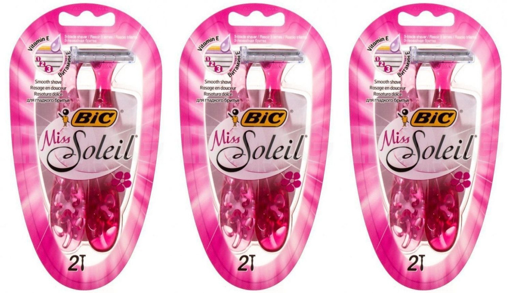 Bic Бритвенные одноразовые станки Miss Soleil 3 Pink, 3 лезвия, 2 шт, 3 уп  #1