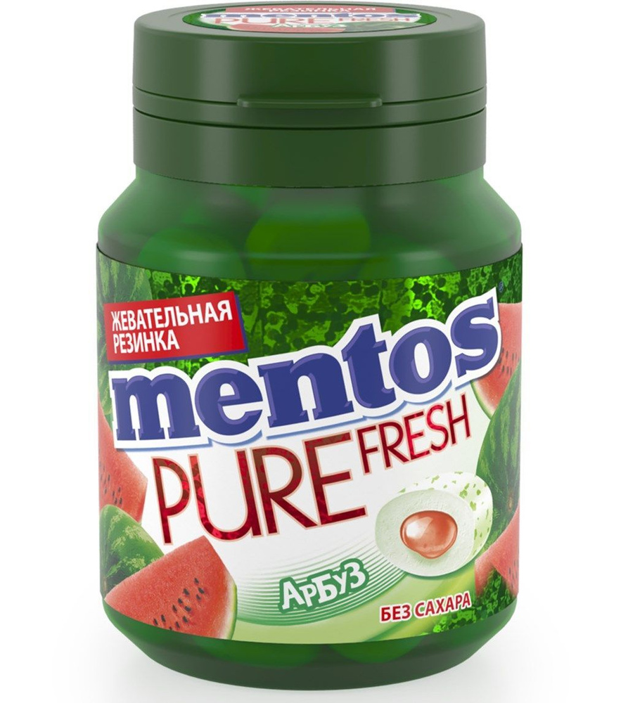 Жевательная резинка MENTOS Pure fresh со вкусом арбуза, 54 г - 5 упаковок  #1