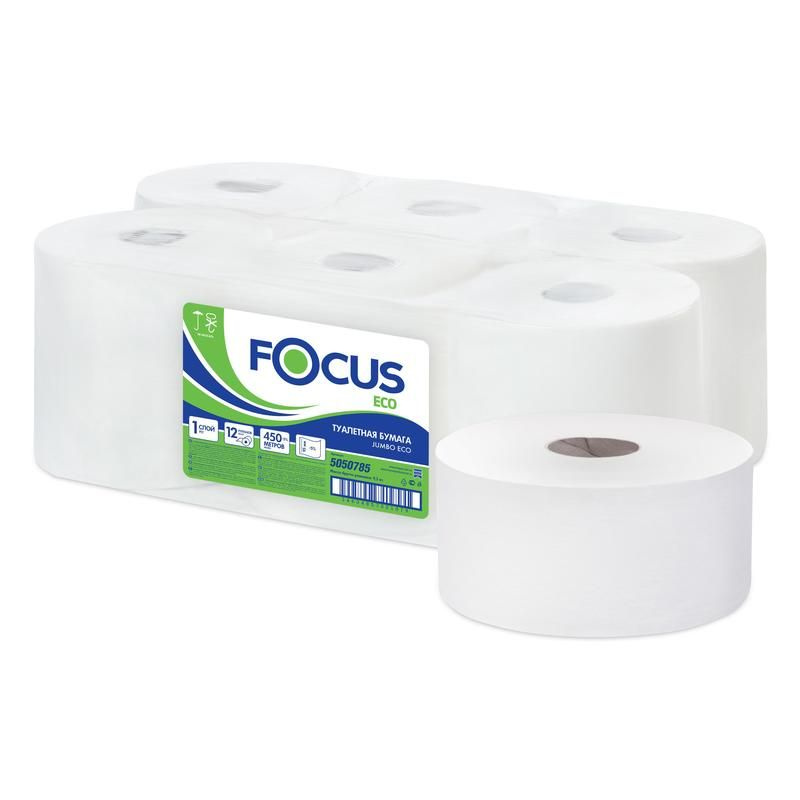 Бумага туалетная Focus Для диспенсера, Eco Jumbo, 1 слой, 450 м, 12 шт (5050785)  #1