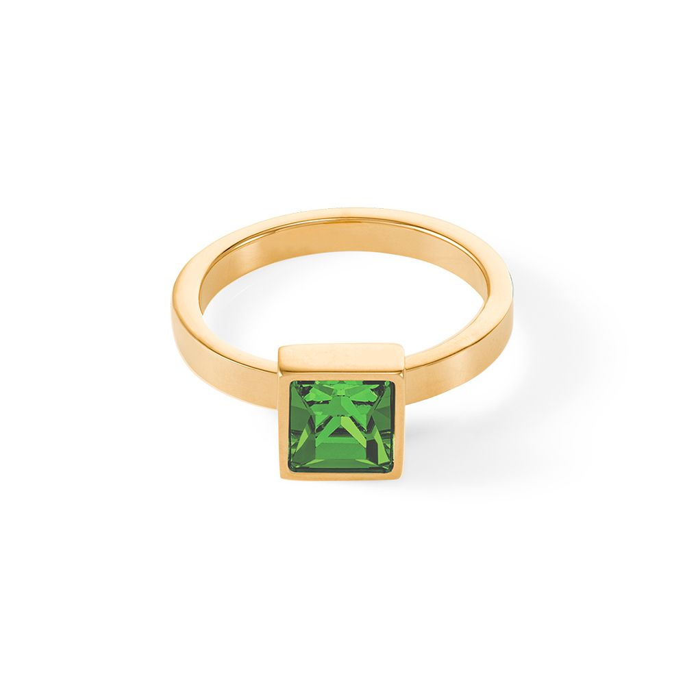 Кольцо женское Brilliant Square Green-Gold 17.2 мм Coeur de Lion с кристаллом Swarovski  #1