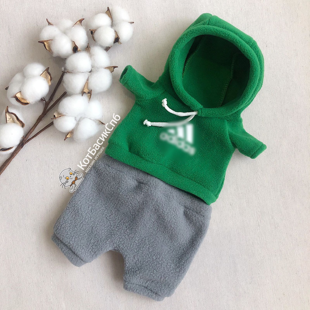 Одежда для Кота Басика и Кошечки Лили 20см (BABY) - спортивный костюм Зеленый (флис)  #1
