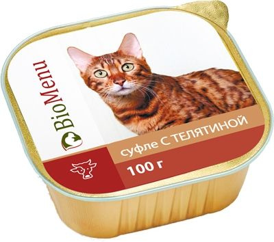 15 шт. Полнорационный влажный корм BioMenu консервы для кошек суфле с Телятиной 100г  #1