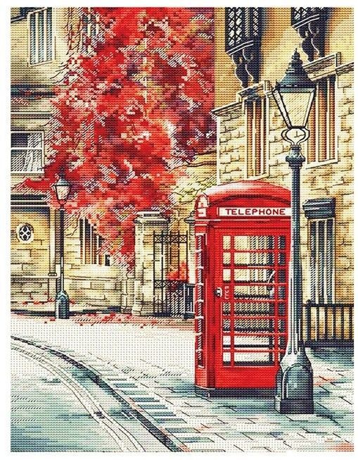 Алмазная мозаика 40х50 "Лондон, телефонная будка" /На подрамнике/Полная выкладка/ Новый Мир  #1