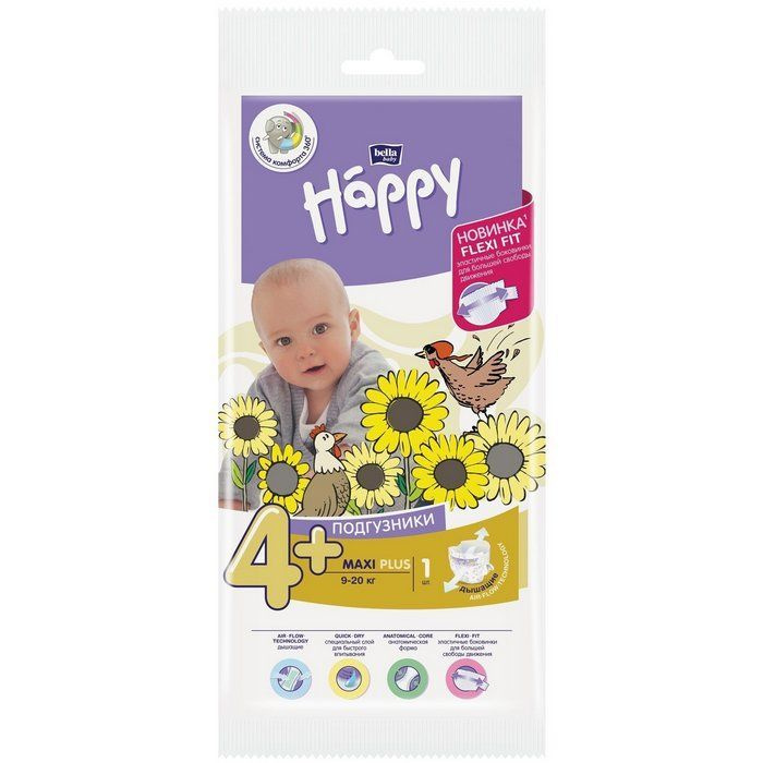 Подгузники Bella Happy Maxi Plus для детей (9-20кг), 1шт #1