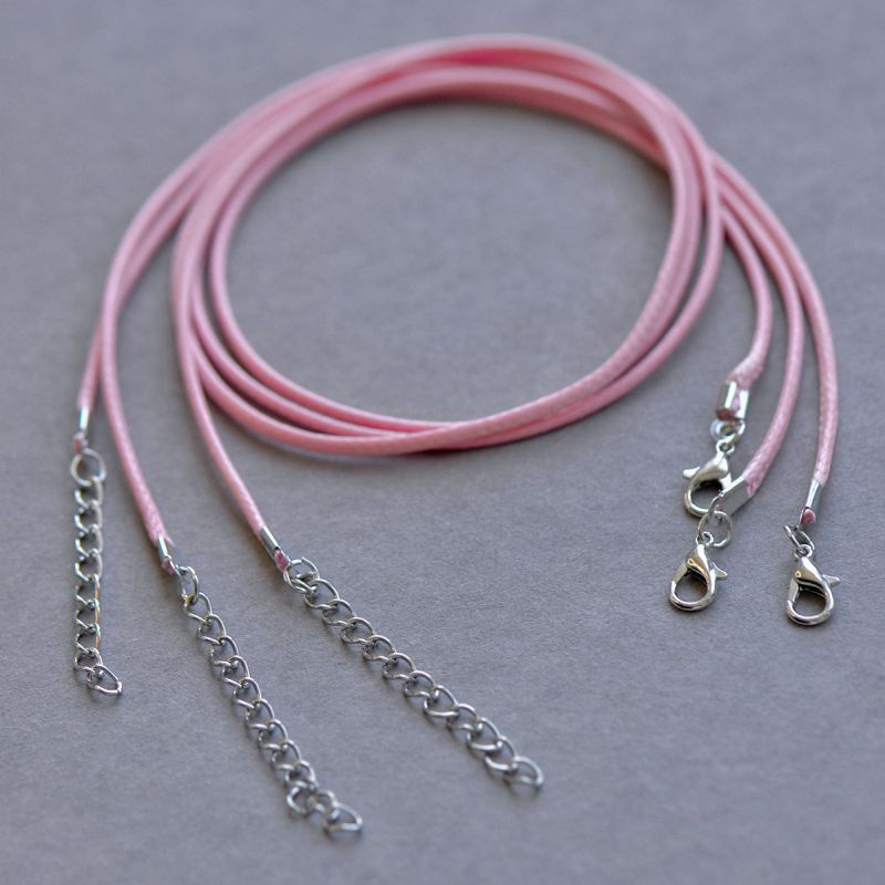 Основа для ожерелья/кулона/чокера с замочком (4 шт.), вощеный шнур, размер 450х2 мм, цвет розовый  #1